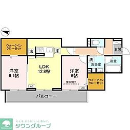 マルシェル館浦和美園 203 2階2LDKの間取り