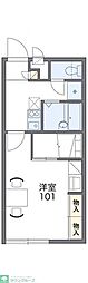 レオパレスフルール 2階1Kの間取り