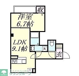 カーサスミレトレス 2階1LDKの間取り