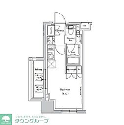 ザ・パークハビオ蕨 6階ワンルームの間取り