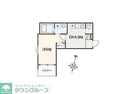 MELDIA西大宮III 1階1DKの間取り