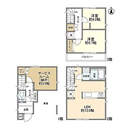 JR埼京線 南与野駅 徒歩11分の賃貸一戸建て 2SLDKの間取り