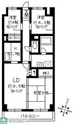 カサグランデ大宮 2階3LDKの間取り