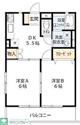 ガーデンヒルズ 2DKの間取図画像