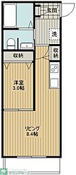 プリュー宮原2 1LDKの間取図画像