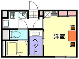 レオパレスグレイス 1Kの間取図画像