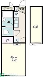 レオパレス花梨 1Kの間取図画像