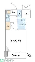 セントヒルズ武蔵浦和 1Kの間取図画像