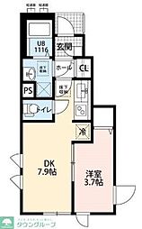 田村荘 1DKの間取図画像