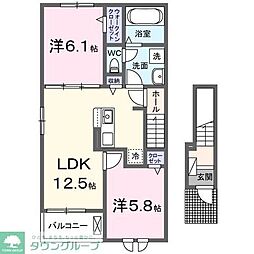 上尾市大字菅谷アパート 2LDKの間取図画像