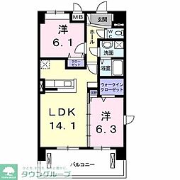 ホワイトヒルズドリーバーデン 2LDKの間取図画像