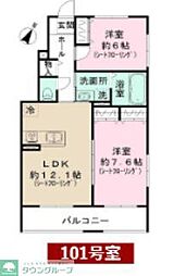 オークス中川 2LDKの間取図画像