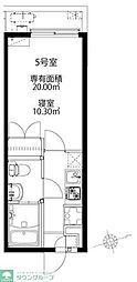 スカイヒルズ春日部 1Kの間取図画像