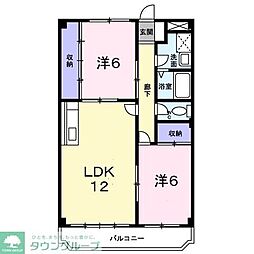 サンライズマンション 2LDKの間取図画像