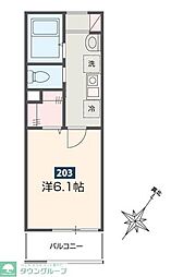 春日部市粕壁4丁目アパート 1Kの間取図画像