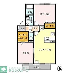 サニーフラット吉羽 2LDKの間取図画像