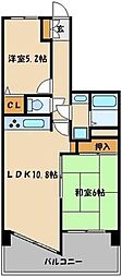 コスモ与野ステーションビュー 2LDKの間取図画像
