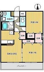 Pamir大成 2DKの間取図画像