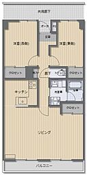 プローブ大宮 2LDKの間取図画像