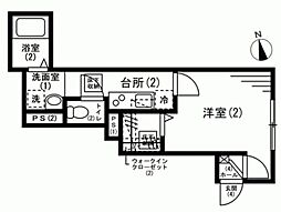 モンセーム 1Kの間取図画像