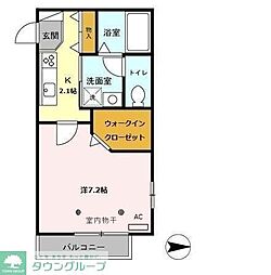 オークハウス 1Kの間取図画像
