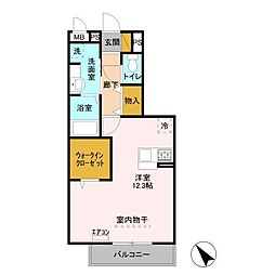 Tryall ワンルームの間取図画像