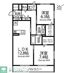 ラディーチェB 2LDKの間取図画像