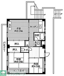 ビレッジハウス大谷2号棟 3DKの間取図画像