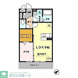 ヴィーブル浦和 1LDKの間取図画像