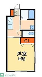 イーストパレスＹ−8 2階1Kの間取り