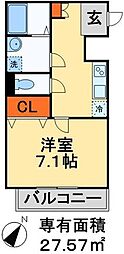 JR総武線 船橋駅 徒歩7分の賃貸マンション 3階1Kの間取り