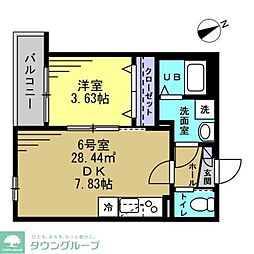 コンフォーティア 2階1DKの間取り