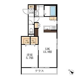シャルムＫ 102 1階1LDKの間取り