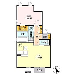 Ｂｅｌｌｅ　Ｖｉｌｌｅ　Ｃ 1階1LDKの間取り