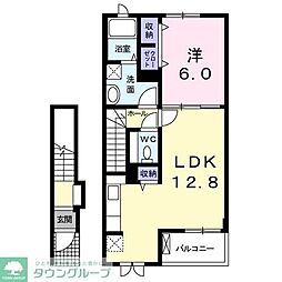 ネオ・ドゥーエ 2階1LDKの間取り