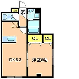 ウイングテラス実籾 1DKの間取図画像