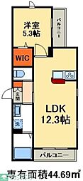 パレスINARI 1LDKの間取図画像