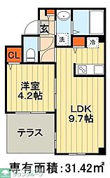 ルラーシュ南町 1LDKの間取図画像