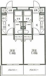 サンハイム久保田 1Kの間取図画像