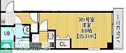 ベルオーブ大久保 1Kの間取図画像