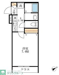 コーポJIN 1Kの間取図画像