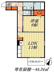 ベルデュール 1LDKの間取図画像