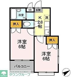 コーポラス石井 2Kの間取図画像
