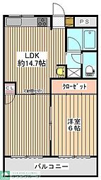 サンライズ船橋 1LDKの間取図画像