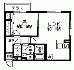 グランコート幕張 1LDKの間取図画像