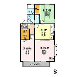 KS.セジュールA棟 3DKの間取図画像