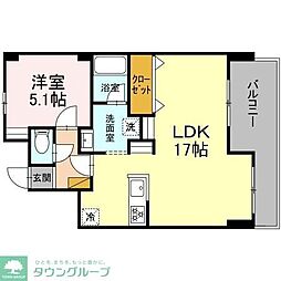 フジ・ヴェール毘沙門堂 1LDKの間取図画像