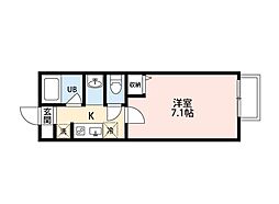 八千代市上高野アパート 1Kの間取図画像