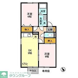 グリーンフィールド 2DKの間取図画像