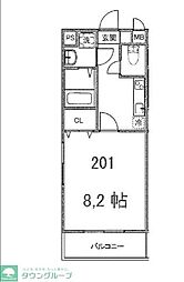 BrilliantOhki2 1Kの間取図画像